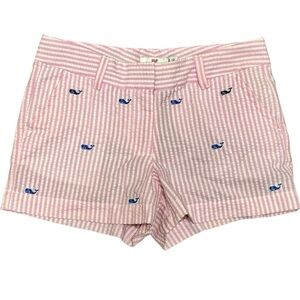 Vineyard Vines Girls Pink Seersucker Shorts Size 12 EUC